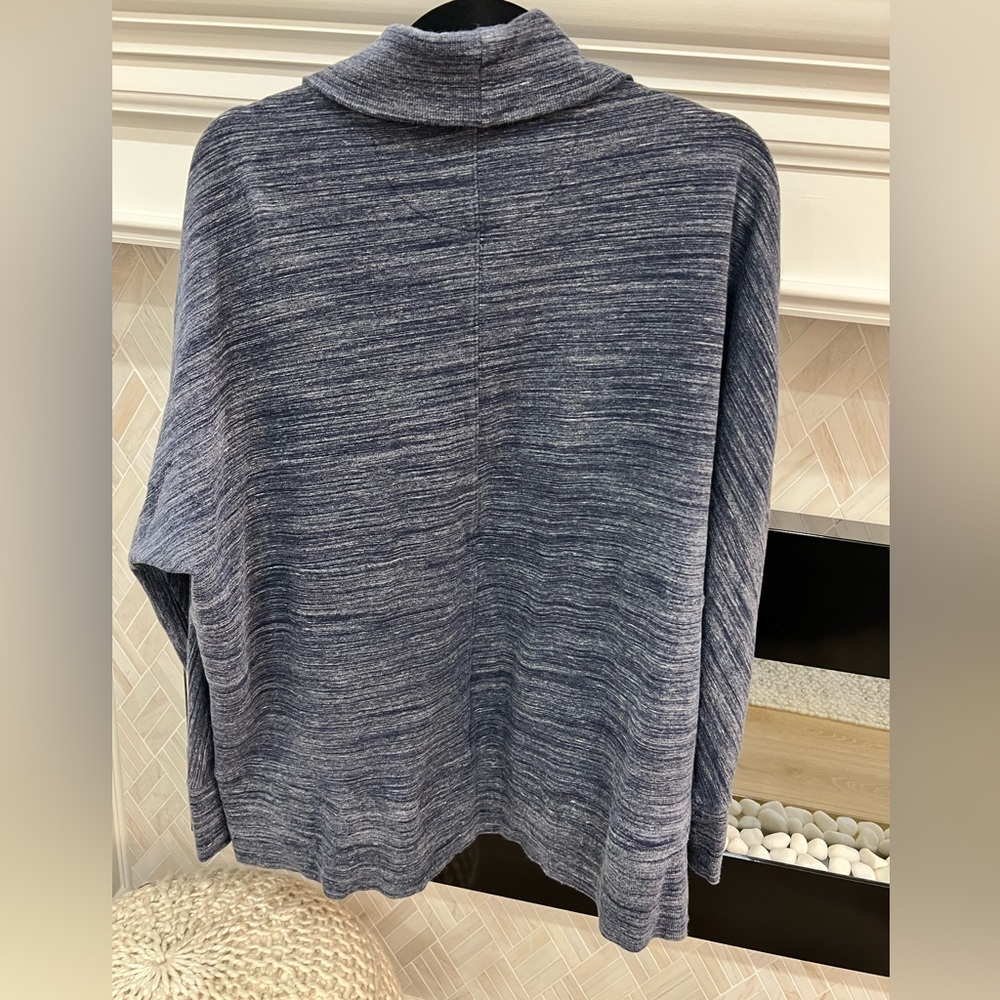 Daily Ritual Heathered Blue Open Front Cocoon Cardigan Cotton Modal Blend XL - Picture 3 of 4